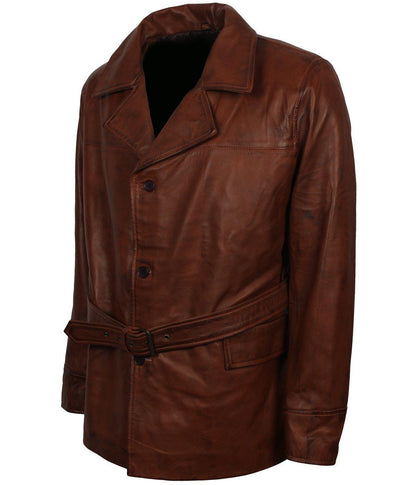 Mens Leather Coat Vintage Style