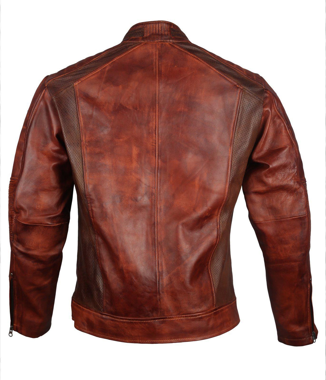 Waxed Cafe Racer Leather Jacket