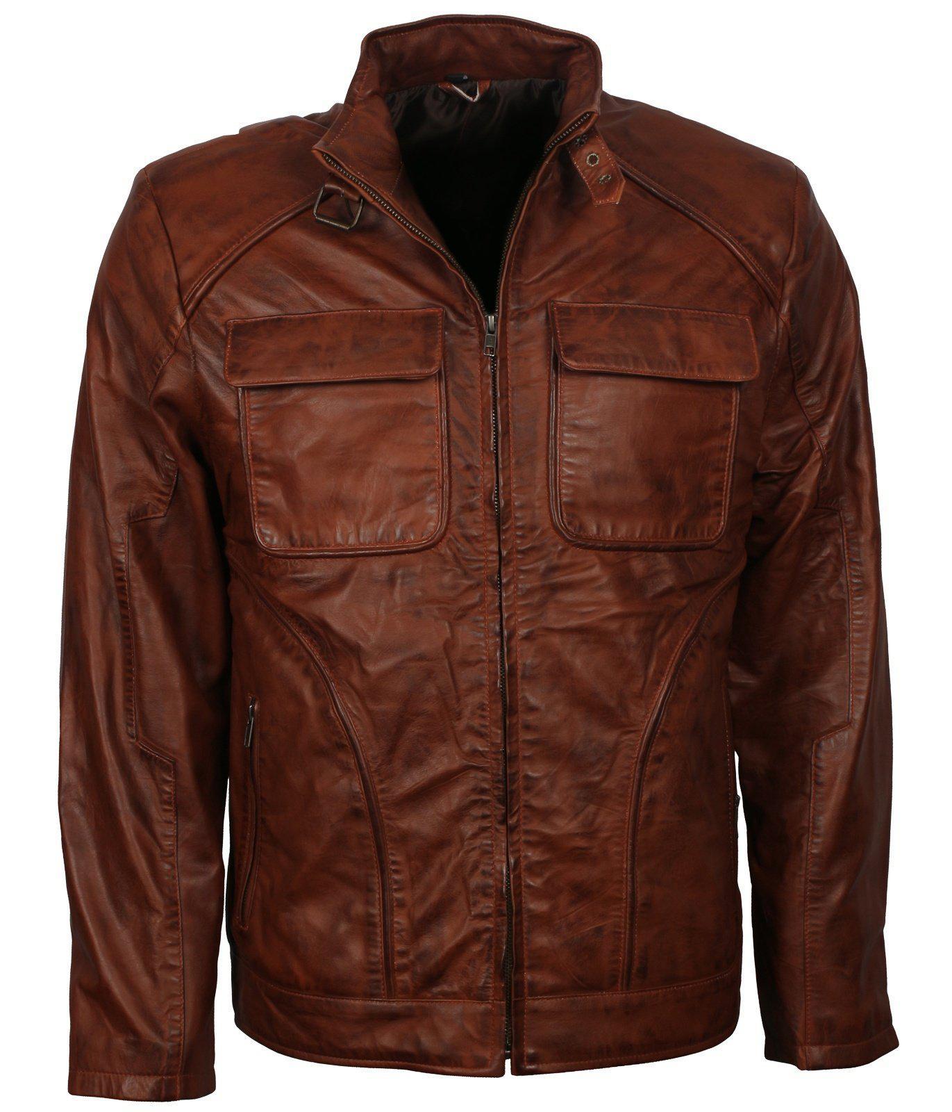Classic Style Brown Real Leather Jacket For Mens