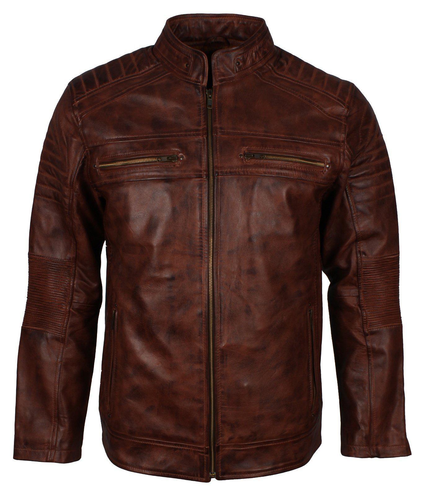 Alex Gear | Men's Cafe Racer Biker Leather Motorcycle Jacket – AlexGear