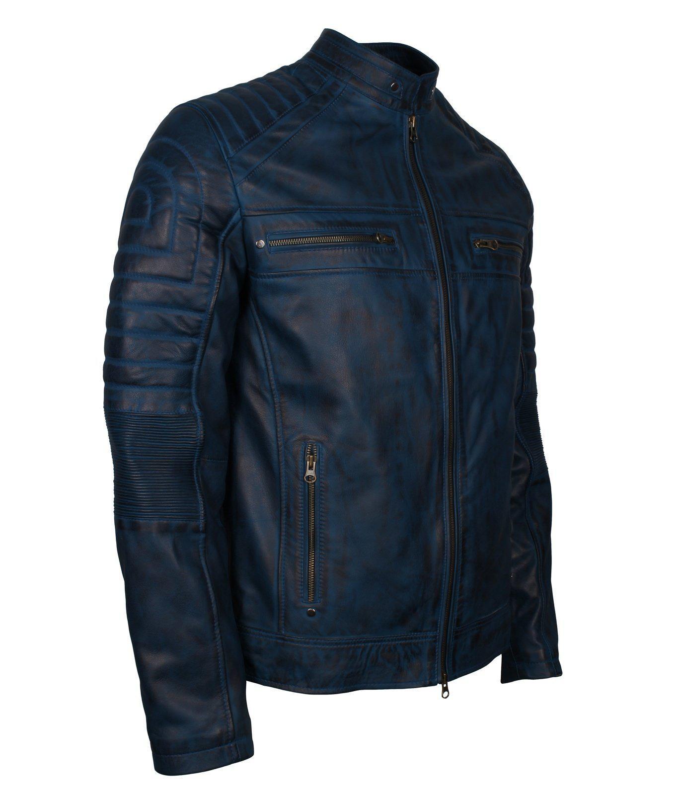 Dark Blue Leather Jacket