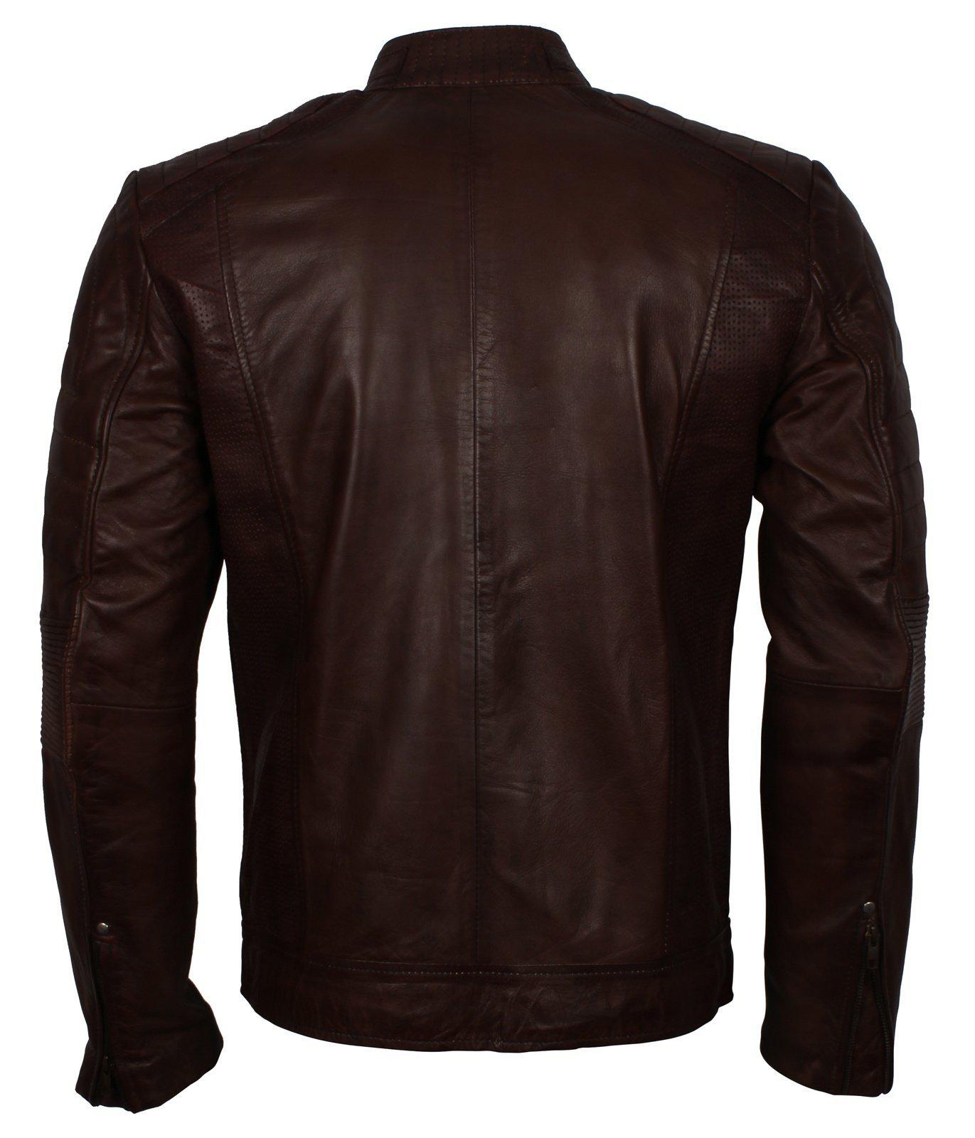 Dark Brown Cafe Racer Genuine Leather Jacket
