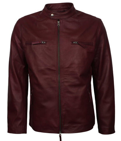 Maroon PU Faux Leather Jacket