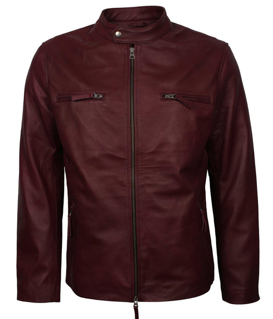 Classic Maroon Genuine Leather Jacket