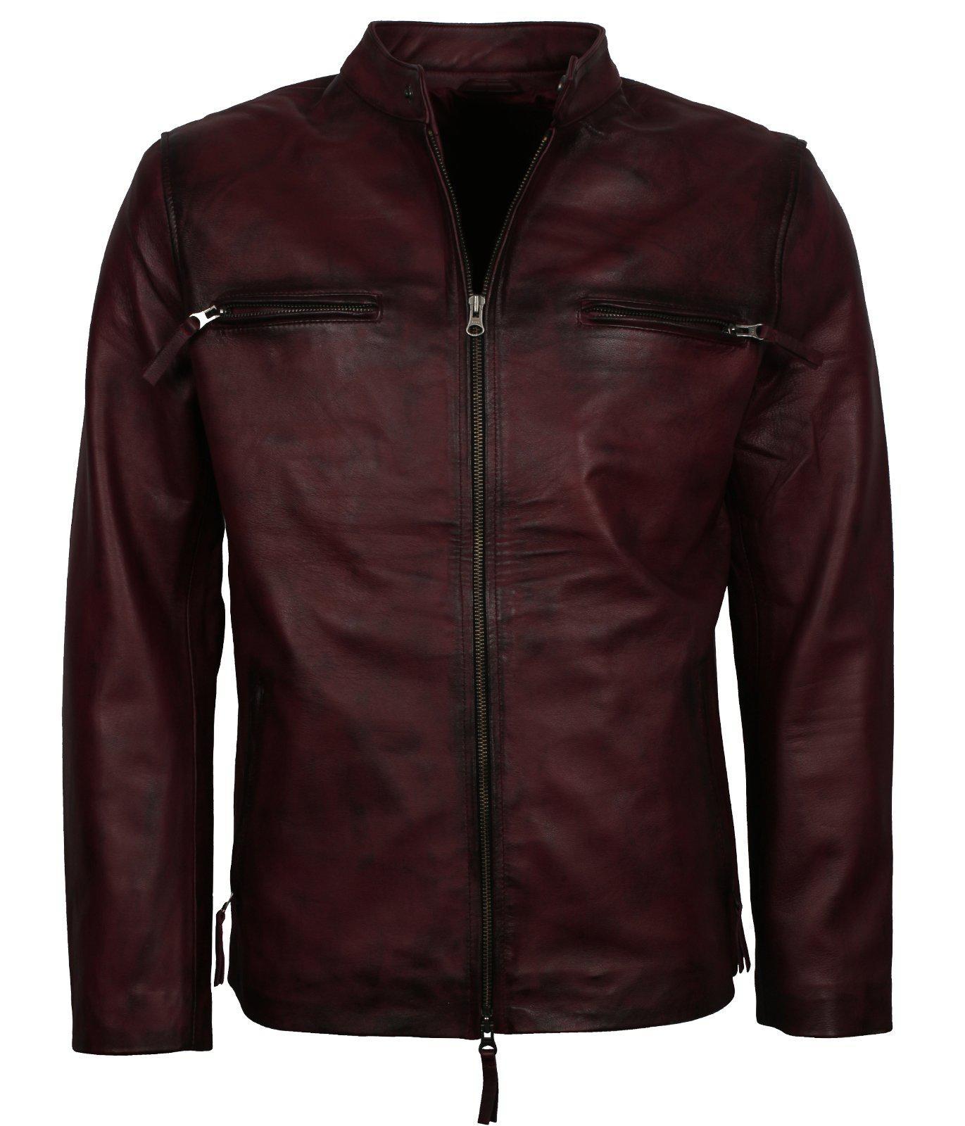 Dark Maroon Casual Motorcycle Jacket