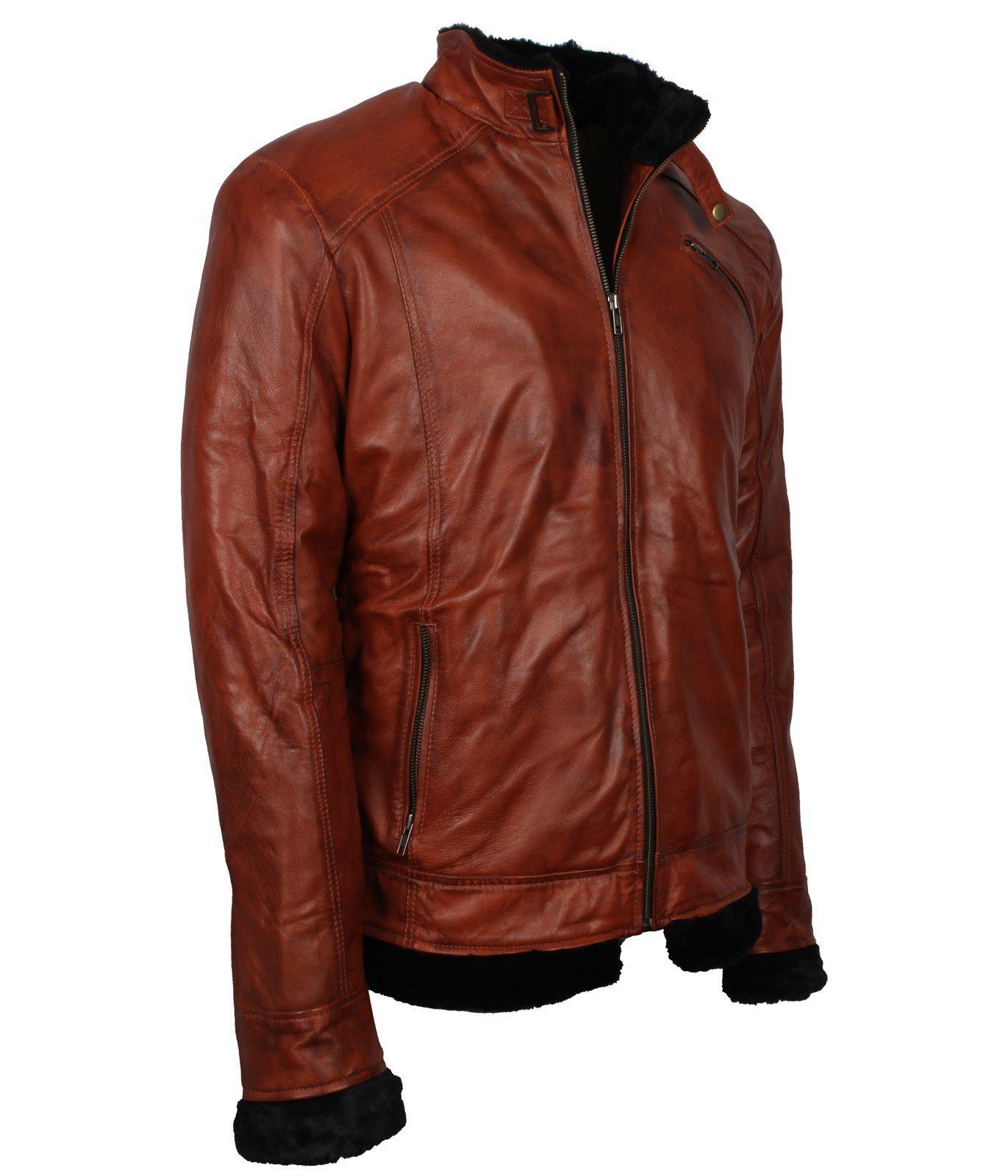 Fur Lining Classic Brown Winter Leather Jacket