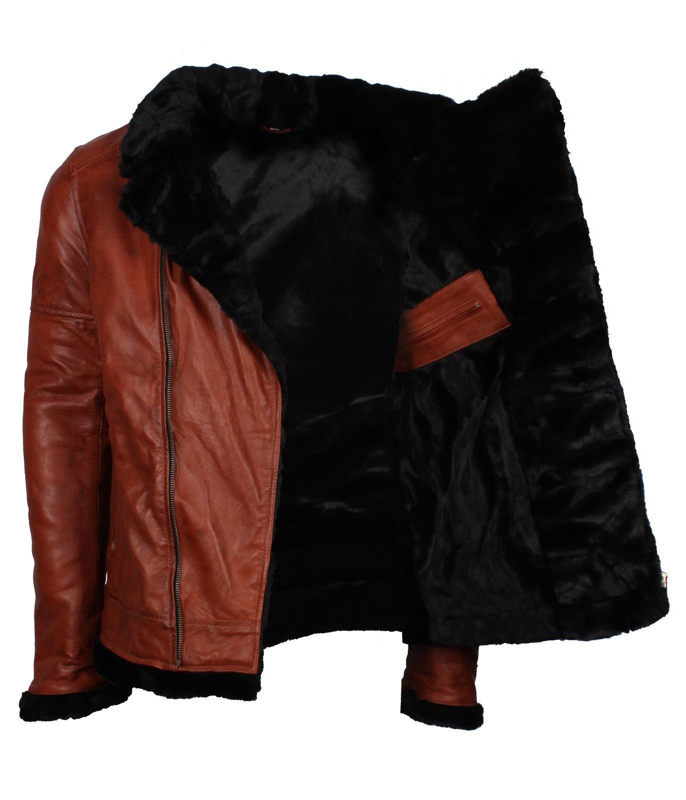 Decimal Men's Brando Black Sheepskin Leather Jacket - Asymmetrical Biker Motorcycle Style, Handmade In Pakistan