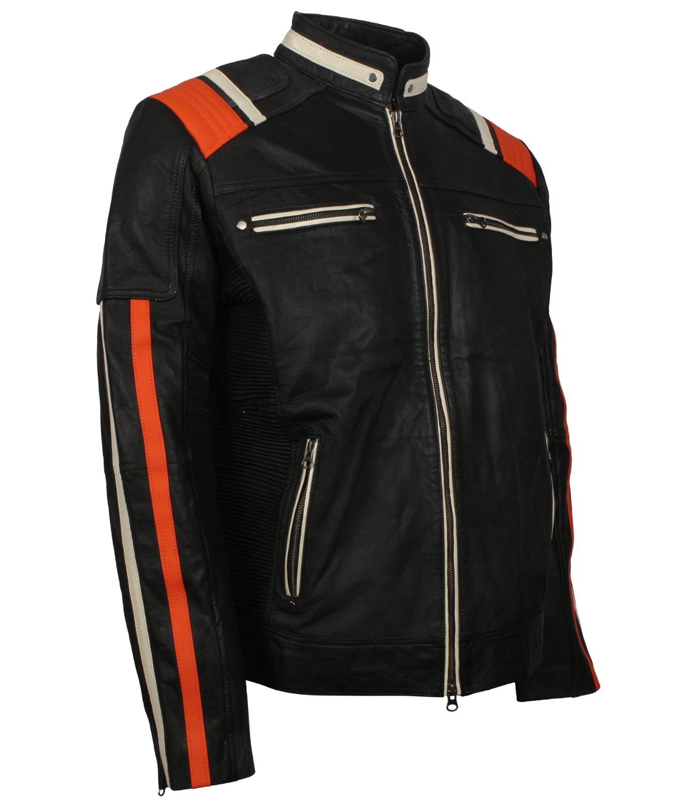 Mens Vintage Motorcycle Jacket With Stripes