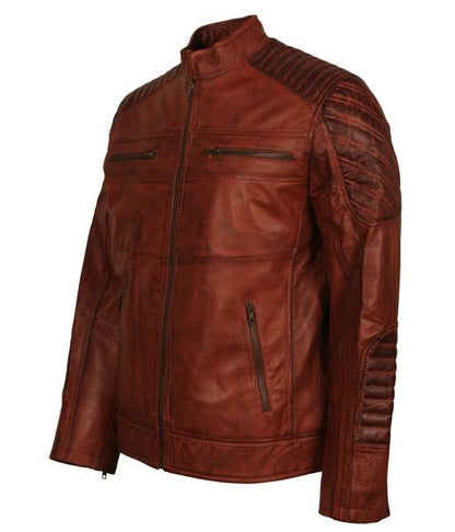 Men's Brown Biker Lightweight Leather Jacket
